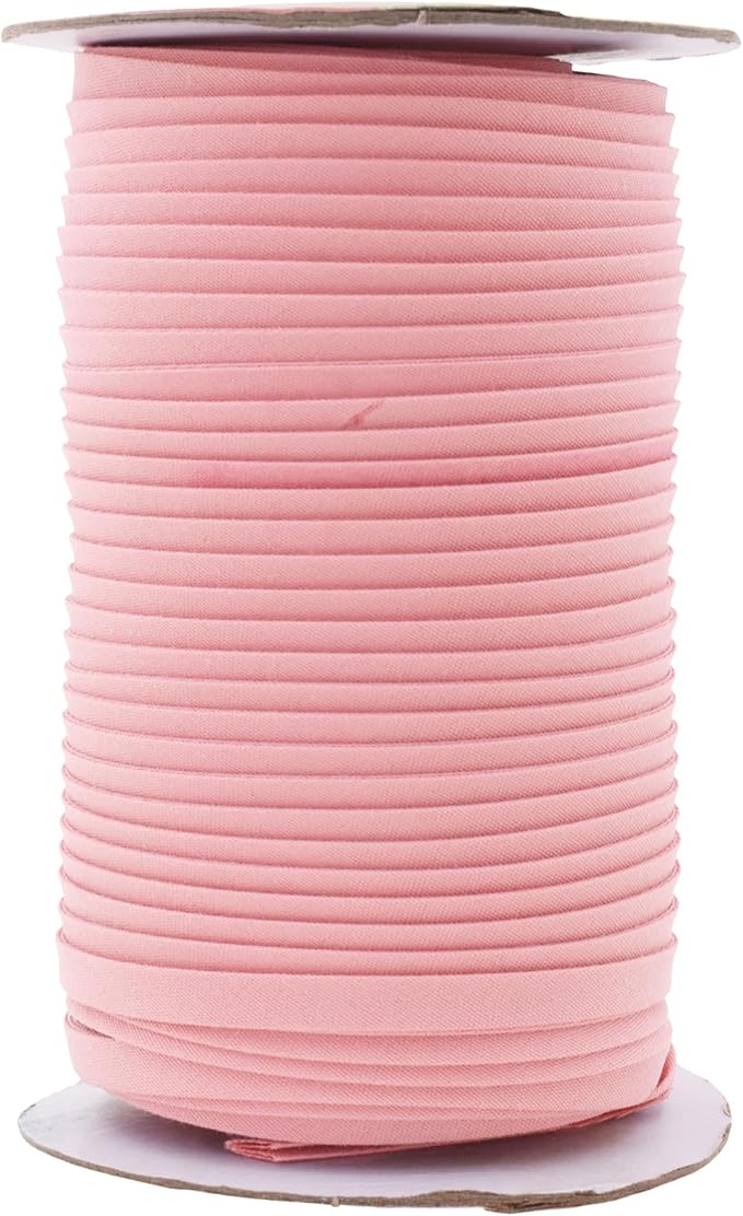 Mandala Crafts 55 Yards 1/4 Inch Blush Double Fold Bias Tape for Sewing - Bias Binding Tape for Quilting Binding, Hemming, Seam, and Fabric Piping