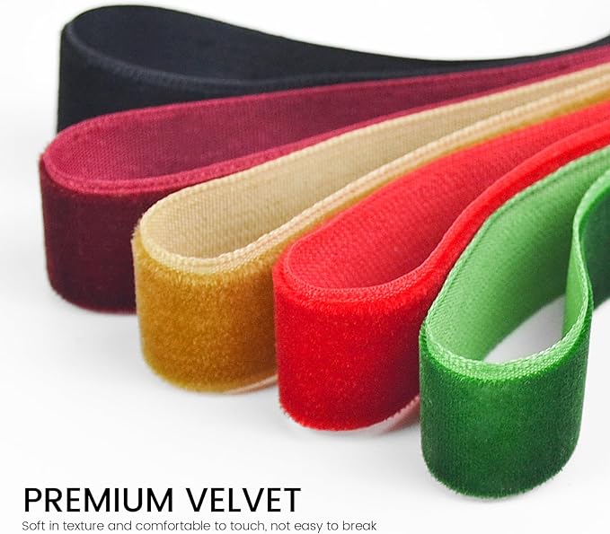 Green Velvet Ribbon, 5/8 inch 10 Yards Vintage Velvet Ribbons Perfect for Christmas Tree Ornaments, Gift Wrapping, Wedding Decoration, Bows, Sewing, Crafts, Wreath and More
