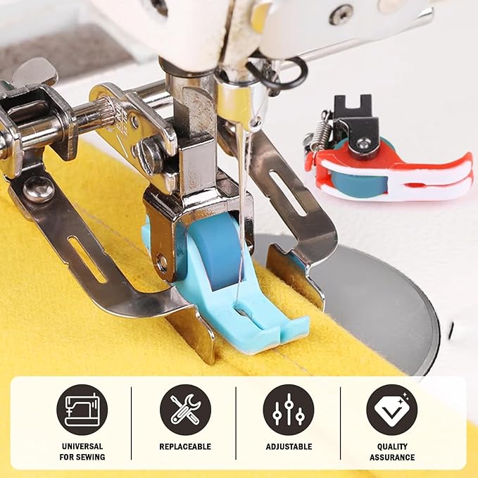 3 Pack Narrow Roller Presser Foot, Roller Presser Foot for Sewing Machine, Leather Roller Presser Foot for Sewing Machine, Narrow Teflon Presser Foot, Narrow Snap on Teflon Presser Foot