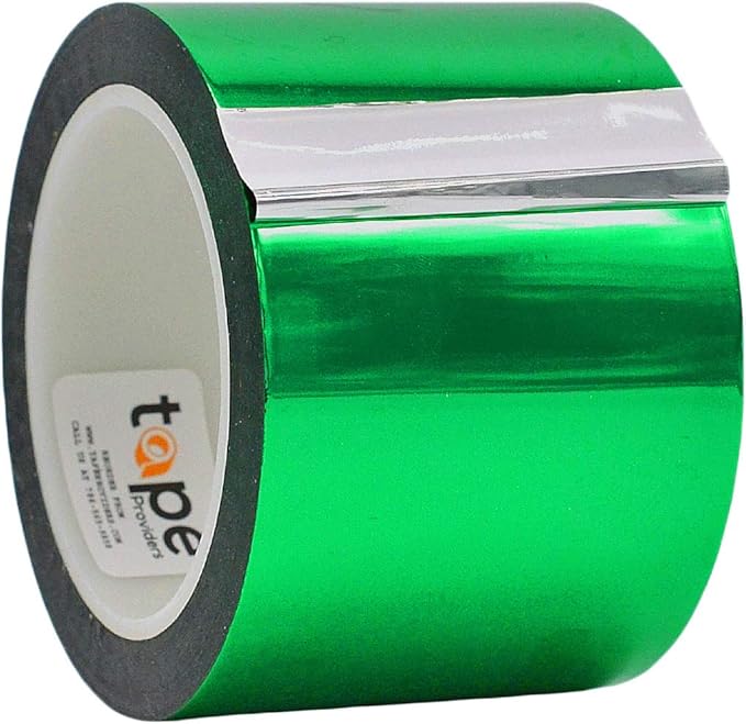 WOD MPFT2 Green Metalized Polyester Mylar Film Tape with Acrylic Adhesive, 3 inch x 72 yds. Vibrant Mirror Green Tape, Decor Tape for Detailing Accent Wall, Graphic Arts, Car and Boat Trim