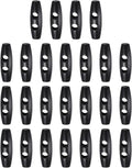 HARFINGTON 25pcs Wooden Toggle Buttons 30mm / 1.2" Double Hole Wood Olive Horn Sewing Buttons for Coat Sweaters Clothing DIY Craft, Black