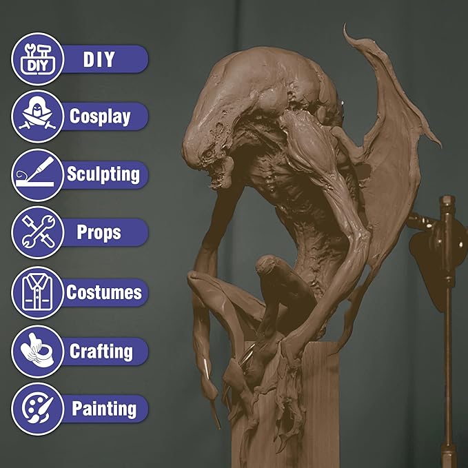 SELEAD Foam Clay Coffee 500g - Moldable Air Dry Ultra-Light Modeling Clays for Adult Cosplay, Sculpting, Arts & Crafts - with 80g Colored Clay