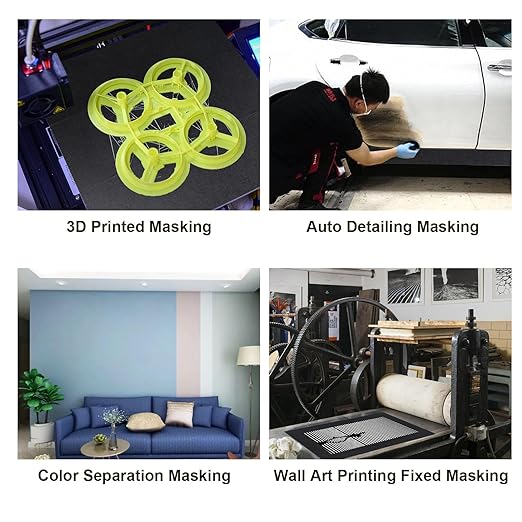 BOMEI PACK Wide Painters Tape 4 Inches x 55 Yards, Black Wide Masking Tape, 3D Printing Tape for Laser Cutting, 21-Day Clean Removal for Indoor and Outdoor Use