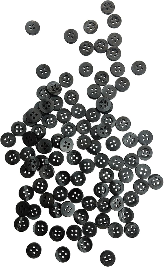 100 Pack Grey Sewing Buttons 16L (10mm) Round Plastic 4 Hole Glossy Buttons for Sewing 0.4 inch Smoke Bulk Standard Shirt Buttons for Pants Blouse Shirt Dress Skirt Shorts Decorative DIY Arts