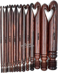 Wooden Crochet Hooks Set of 15-3.5mm to 25mm - Rosewood Crochet Hooks for Arthritic Hands- Crochet Hooks Ergonomic Soft Grip Handle - for Crocheting & Knitting - Christmas Gifts for Her(Set of 15)