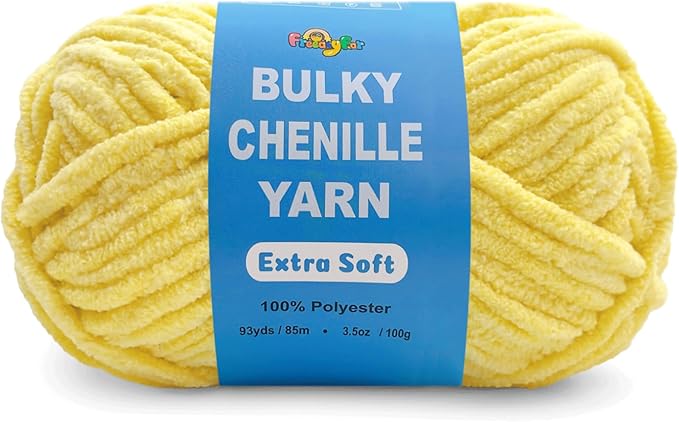 Soft Velvet Yarn Chenille Yarn for Crocheting and Knitting – Bulky (93 Yards/100g) - Polyester - Yarn for Blanket Amigurumi Weaving Crafts (Yellow, 1 Pack)