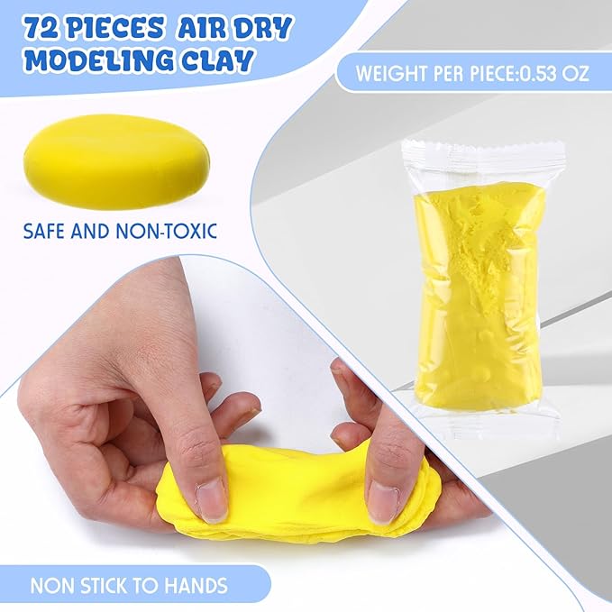 72 Pcs 38oz Air Dry Clay Bulk Modeling Ultra Lightweight Foam Modeling Clay for Kids Adults DIY Gifts Party Arts Crafts and School Project Supplies(Carnival Color)