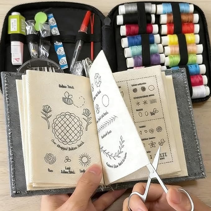 AEEHFENG 2026 Upgraded Embroidery Stitch Book Kit, Advanced Embroidery Book Kit, DIY Embroidery Stitch Bo-ok kit with Multiple Sewing Kit, 108 Pattern for DIY and Sew Enthusiast (2 Pack)