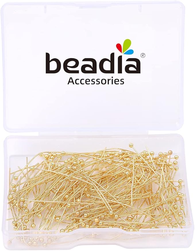 14K Gold Plated Ball Head Pins Non Tarnish 30mm 200pcs for Jewelry Making Findings