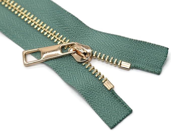 #5 Gold Metal Zipper - 50+ Colors - 3 PCS - (4-14 inches) Sizes - Luxury Lightweight Handcraft Metal Zippers with pulls for Purses Bags Pockets Shoes Sewing & Crafts DIY ZP022810