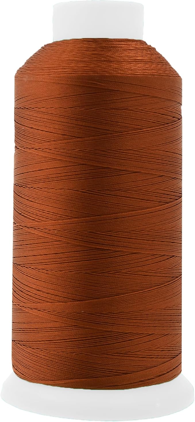 Mandala Crafts Burnt Orange Heavy Duty Thread - 1500 Yds Tex 70 Bonded Polyester Threads for Sewing Drapery, Jeans, Leather, Hair, Outdoor Marine Upholstery