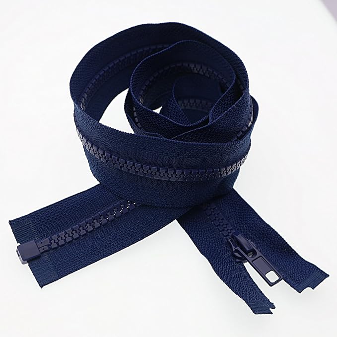 SHUNLI 2PCS #5 27 Inch Separating Jacket Zippers, Navy Blue Molded Plastic Zipper Bulk for Sewing Crafts Coats Bags