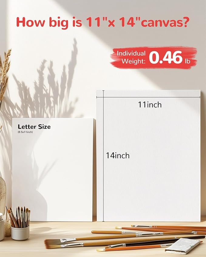 Canvas Boards for Painting 60 Pack, 11x14 Inch Canvas Panels White Blank 100% Cotton Art Supplies for Acrylics Oil Watercolor Tempera Paints