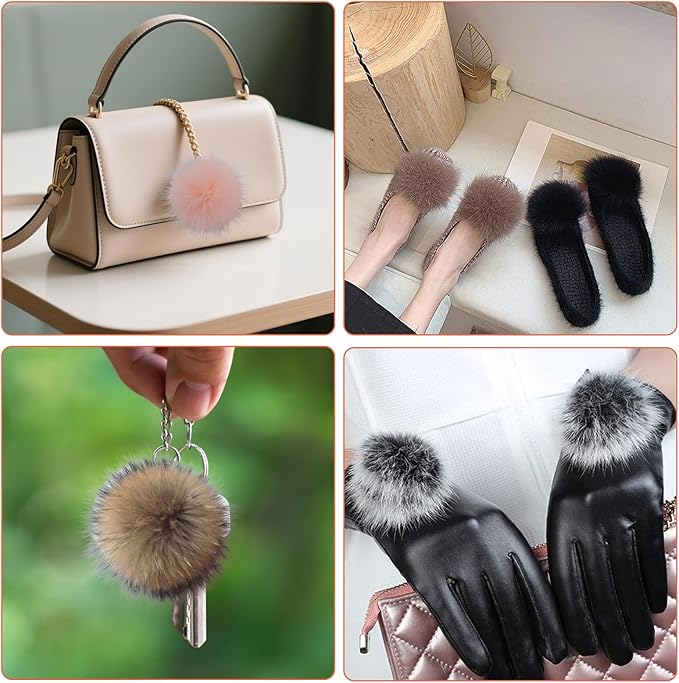 20 Pcs Faux Fur Pom Poms for Hats - 4.5 Inch Fluffy DIY Knitting Hat Pompoms with Elastic Loop, Removable Crochet Crafts Accessories for Shoes Scarves Gloves Bags Keychains (10 Color-Dark)