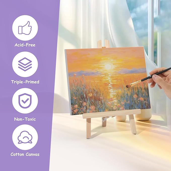 ESRICH Stretched Canvas for Painting, 24 Multi Pack 11x14, 8x10, 5x7(8 of Each) Blank Canvases for Painting, Primed Paint Canvas for Oil Paint, Acrylic Paint, for Beginners, Artists.