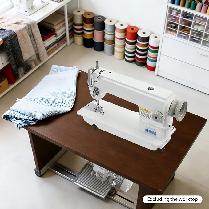 Industrial Straight Stitch Sewing Machine, 500W Adjustable Speed and Stitchs Distance Sew Machine with Reverse Sewing Function,Upholstery Sewing Machine with Motor,Stitch Length Adjustable to 0.2in