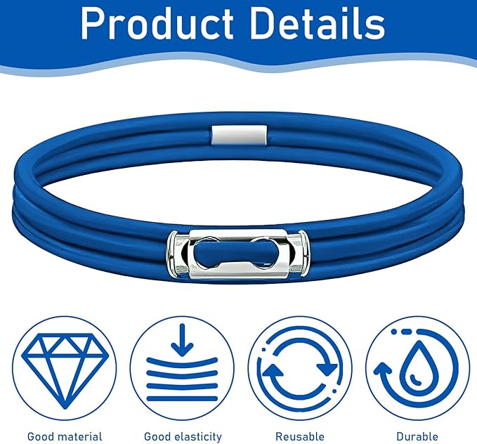 Gallon Trash Can Rubber Bands (Set of 6), Elastic Garbage Bin Straps, Trash Can Liners for Kitchen, Bathroom, Outdoor & Multi-Purpose Use, Blue-Extra Large (40-96Gallon)