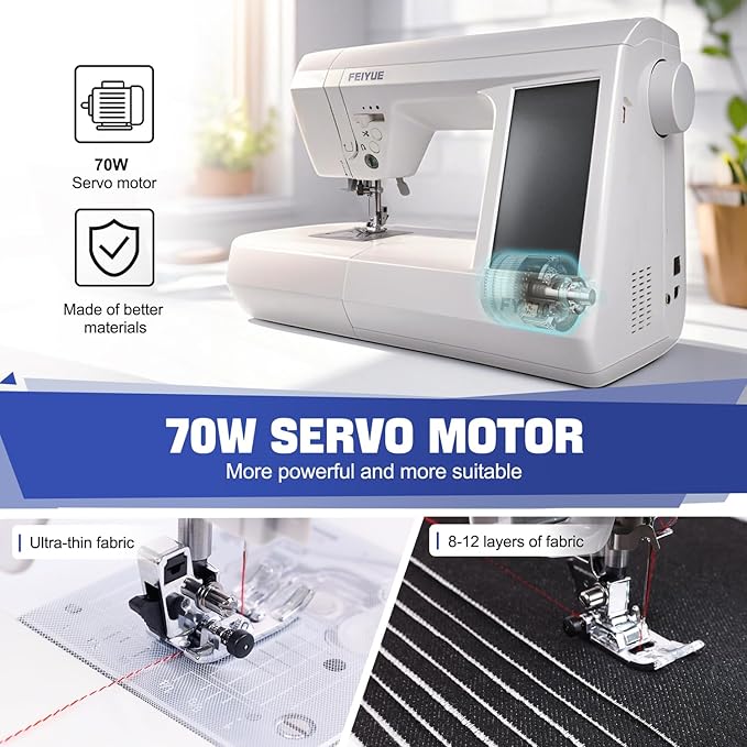 FEIYUE FY710 Computerized Sewing Machine – 180 Stitch Patterns, Stitch Memory, LCD Display, Adjustable Speed, Automatic Thread Cutter, Presser Foot Set, for Advanced Sewing, Quilting & Monogramming