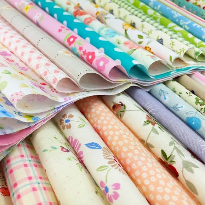 flic-flac Quilting Fabric Squares 100% Cotton Precut Quilt Sewing Floral Fabrics for Craft DIY (10 x 10 inches, 60pcs)