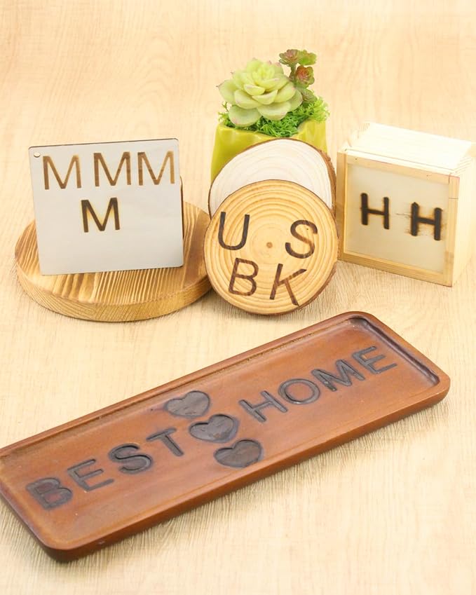1" 26Pcs Wood Burning Letter Kit, Wood Burning Letters for Wood Branding Leather Crafting, DIY Gifts for Christmas Wedding Birthday Beginners, with 100W Electric Branding Iron and Wood Handle