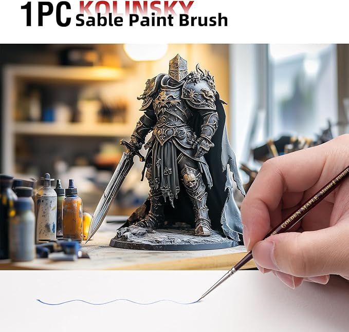 Detailing Brush Set - Golden Maple 13pcs Miniature Paint Brushes and Dry Brush Set for Fine Detail Paint, Acrylic Painting, Watercolor, Oil, Models