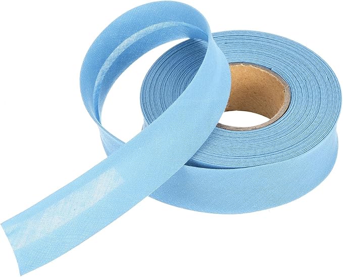 MECCANIXITY 1 Inch Single Fold Bias Tape Polyester Continuous Bulk Bias Tape for Sewing,Seaming Quilting Hemming Binding Crafts (Light Blue 10 Yards)