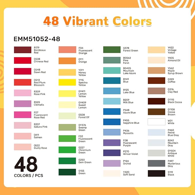 48 Colors Acrylic Paint Markers Brush Tip, Automatic Ink Control Acrylic Paint Pens Waterproof Acrylic Markers Set for Christmas Decorations, Stone, Wood, Glass, DIY & Art Supplies