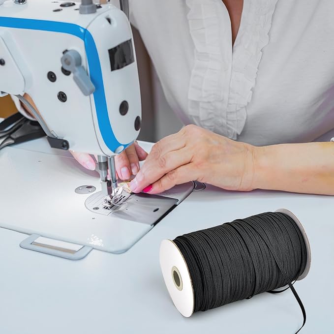 Coopay 300 Yards Length 1/8" Width Elastic Bands Flat Elastic Cord Rope Heavy Stretch Spool Knit for Sewing DIY Projects, Arts & Crafts (Black, 1/8 Inch)