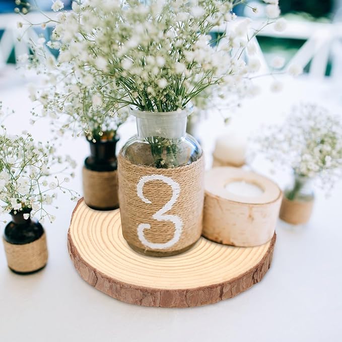 11 PCS 6.3-7.1 Inch Natural Wood Slices, Unfinished Pine Wood Circles with Barks for Coasters, DIY Crafts, Christmas Rustic Wedding Ornaments and Centerpieces,by GNIEMCKIN.