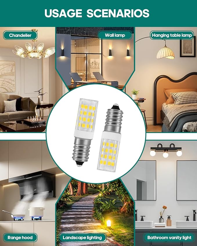 AC110V-130V 4W E-14 LED Bulb European Base for Sewing Machine，Refrigerator, Maxx Grinder, Cooker Hood,Turkish Lamp 400LM Non-dimmable - Part#W10888319,W10914194,WP4173175 (Daylight White)