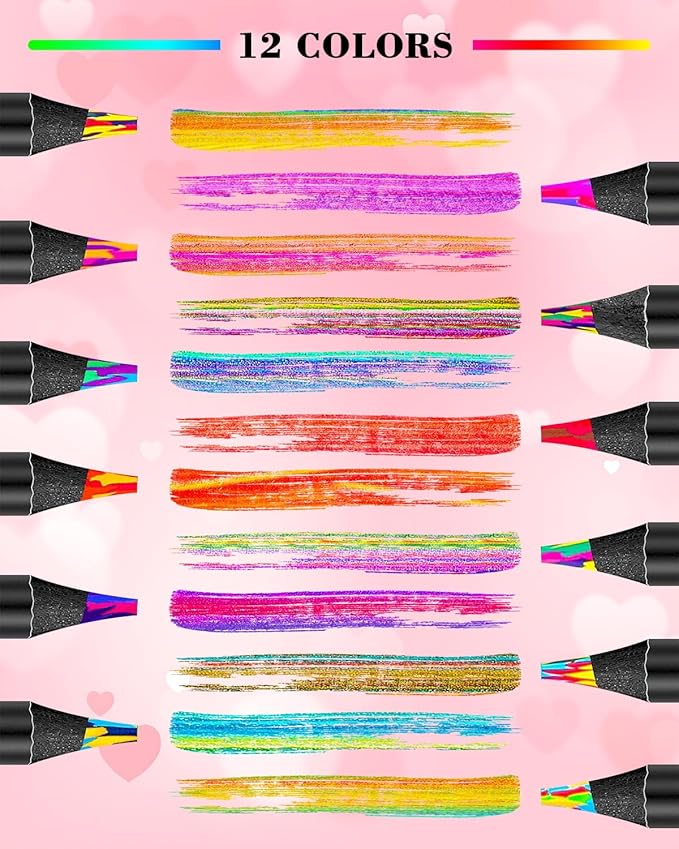 Valentines Day Gifts for Kids Classroom School, 12 Rainbow Colored Pencils School Art Supplies, Fun Drawing Pencils Stuff for Teen Girls Boys Valentine Gifts Birthday Gift Party Favors