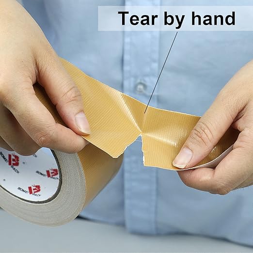 BOMEI PACK Tan Brown Duct Tape,2 Inch x 60 Yards,9Mil Thick Heavy Duty Light Brown Duct Tape,Waterproof and Tear by Hand,Industrial Grade,Residue Free,Flexible and All Weather-Value for Repair