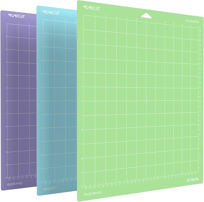 Cutting Mat for Cricut Maker/Explore Air 2/Air/One, 3 Pack (Lightgrip/Standardgrip/Stronggrip), 12"x12", PVC, Green, Purple, Blue