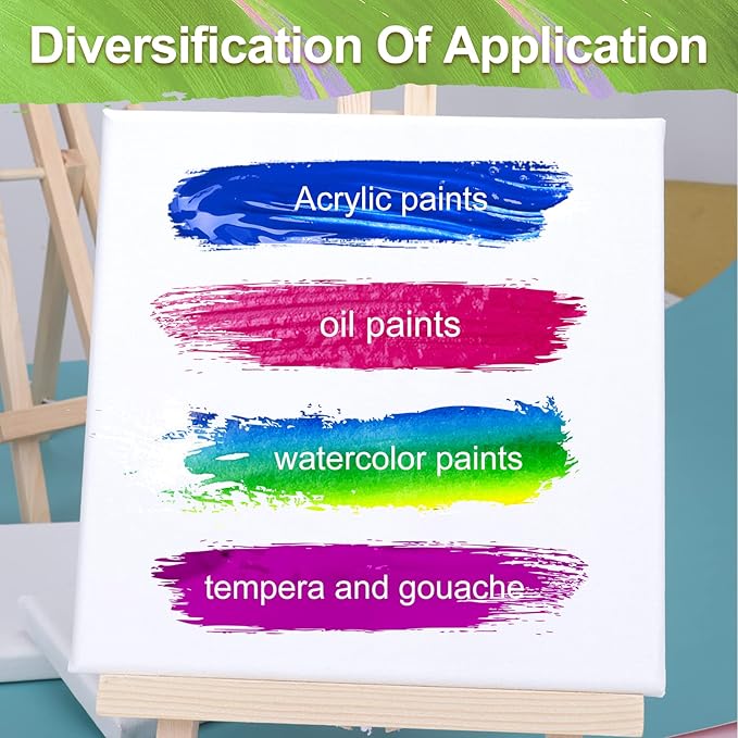 6Packs Mini Stretched Canvases for Painting with 3x5”, 4x4”, 4x6”, 5x5”, 5x7”, 6x6”, Painting Canvas for Oil & Acrylic Paint.