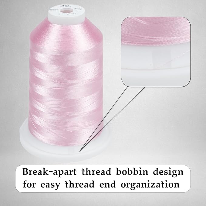 Simthread 2-Pack Trilobal Polyester Thread – 5000M (5500yds) No.40 Tangle-Free, Built-in Thread Lock Spool – Compatible with Brother, Singer, Janome & More,ElectricBlue420+SalmonPink079