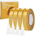 4 Pack， 0.5 in x 33FT/10m，Double Sided Fabric Tape Heavy Duty for Hem，Fashion Dress, Cloth， Curtains，High Adhesive Sticky but Removable and Residue Free, No Sewing or Ironing Need，Multipurpose,