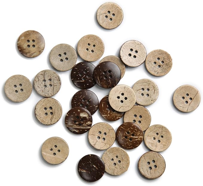 20mm Brown Coconut Shell Buttons 4/5 inch 4 Holes 100PCS