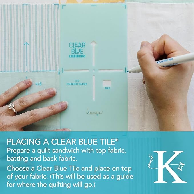 Kimberbell Clear Blue Tiles Expansion Set Bundle – Expansion Set 1 & 2 – 29-Piece Quilting System for Larger Hoops, Block-by-Block Custom Quilting on Your Embroidery Machine