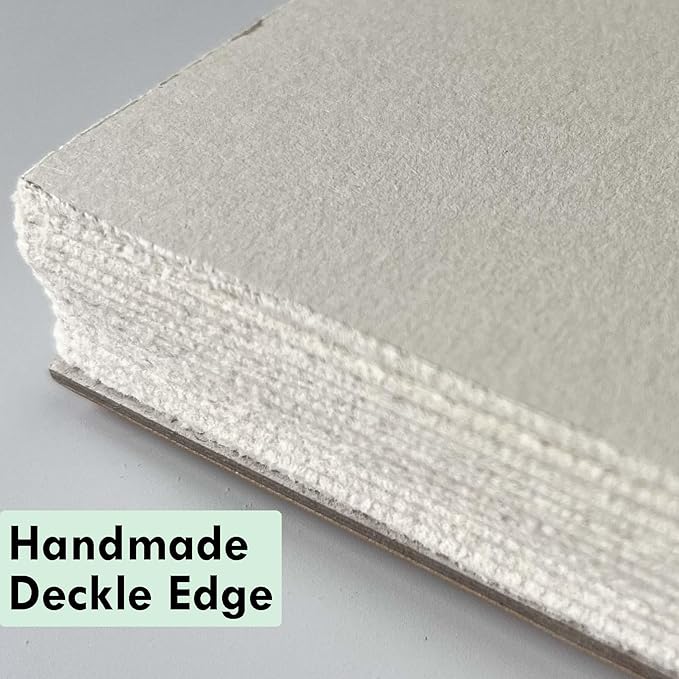 tumuarta Deckle Edge Paper Sketchbook, 92 LB, 150 GSM, 80 Sheets Mixed Media Paper, Acid Free, Handmade Vintage Journal Hardbound Sketch Book for Pencil, Ink, Markers, Acrylic and More (5.5" X 8.5")