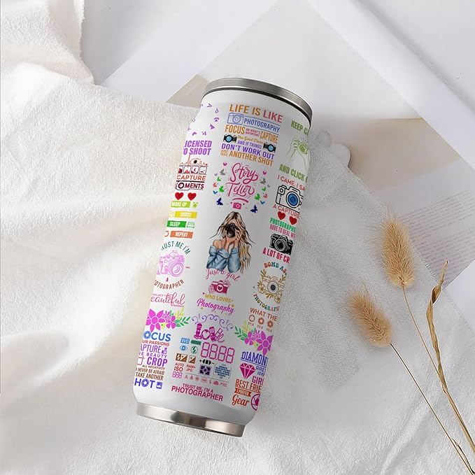 Photographer Tumbler Gifts For Women Girls,Photography Mugs, Vintage Camera Lens Mug, Cool Gifts For Photographers, Photography Gifts For Women 17 Oz