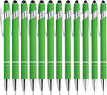 PASISIBICK 12 Pieces Green Ballpoint Pen with Stylus Tip, 2 in 1 Stylus Stylish Pen, Metal Stylus Pen for Touch Screens, Black Ink, 1.0 mm Medium Point.(12 PCS Green)