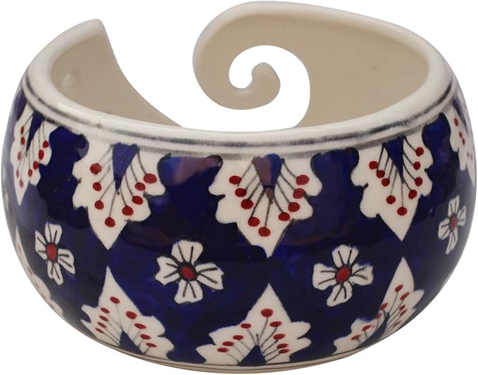 7" Inch Ceramic Yarn Bowl for Knitting and Crocheting with Smooth Spiral Outlet – Tangle-Free Yarn Organizer by ABHANDICRAFTS (AB-BOWL-022)