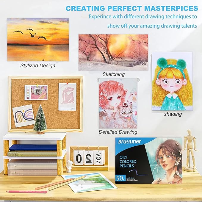 LBW 50 Skin Tone Colored Pencils for Adult Coloring Pencils, Oil Based Soft Core Professional Color Pencils Set for Artists Beginners Drawing Coloring Sketching Blending