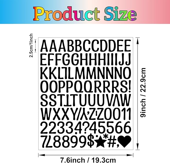 1920Pcs Letter Stickers 20 Sheets Alphabet Stickers 1 Inch Vinyl Self-Adhesive Waterproof Letters Number for Scrapbooking Water Bottles Cup DIY Crafts, Sign, Labels, Notebook, Mailbox, Windows, Doors