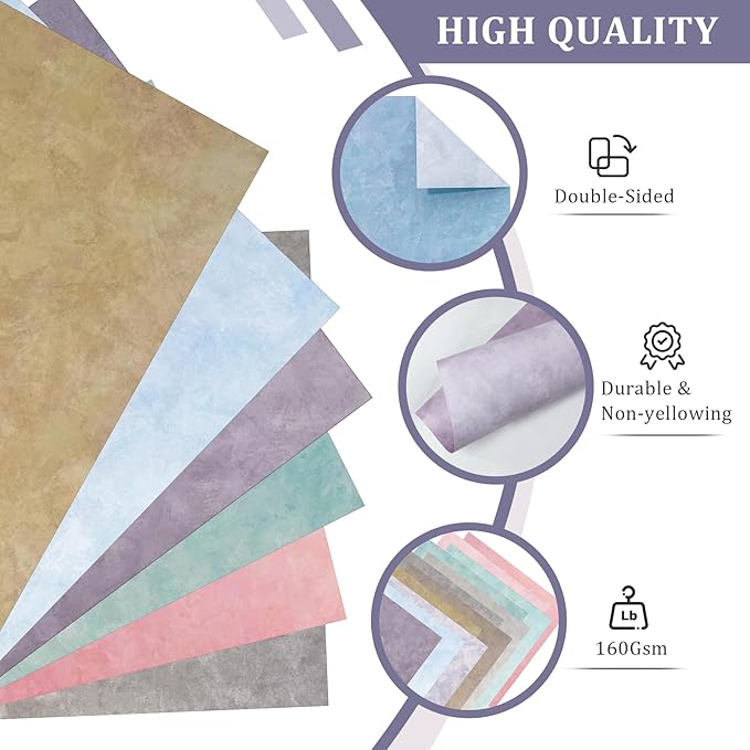 Scrapbook Paper 12x12 - 24 Sheets/24 Designs Double-Sided Textured Craft Paper, Boho Patterned Scrapbooking Paper for Scrapbook Supplies Junk Journals Card Making Origami Photo Album, Soft Pastel