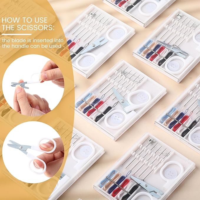 Knitgrip 48 Boxes Travel Sewing Kit Mini Sewing Kits Bulk Portable Pocket Sewings Supplies Accessories DIY with Needle Thread Buttons Scissors for Adults Teen Beginner Mom Grandma Women Gifts