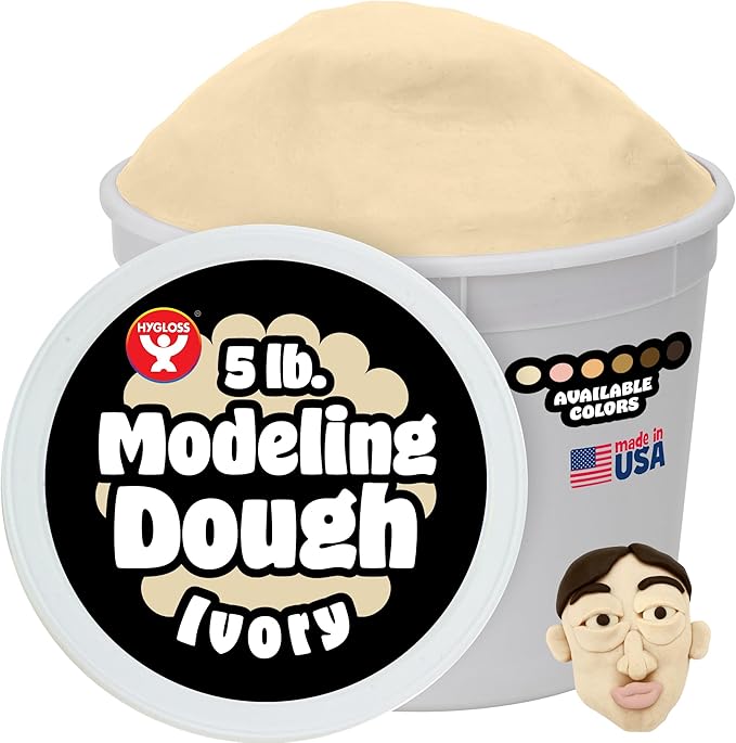 Hygloss Play Modeling Dough for Kids – Multicultural Skin Tones – Safe & Non-Toxic Sensory Dough for Arts & Crafts – Play Clay for Toddler Activities, Preschool Classroom Must-Haves (5 lb, Ivory)