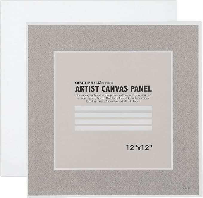 Creative Mark Cotton Canvas Panels 12x12" - 12 Pack - Professional Quality Fine Weave Acrylic Primed Artist Canvas Boards for Painting, Acrylics, Studios, & More