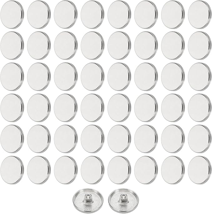 HARFINGTON 50pcs 28L Metal Round Flat Sewing Buttons 18mm Alloy Shank Craft Replacement Button for Men Women Suit Woolen Coat Shirt Trousers Sewing Crafts, Silver Tone