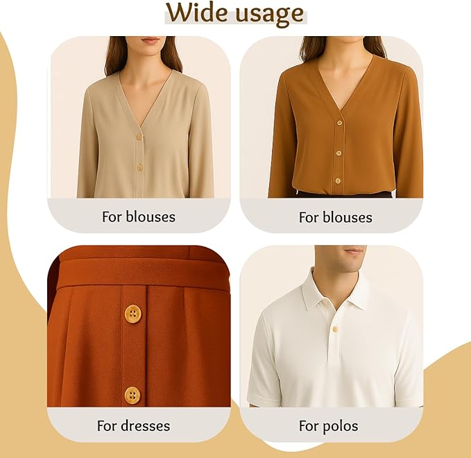 0.45 inch Tan Buttons for Sewing 100 Pcs Wood Color Buttons for Shirt 4 Hole 18L Beige Plastic Glossy 11mm for Work Uniforms School Outfits Aprons Pants Jackets Bags DIY Crafts Decorations